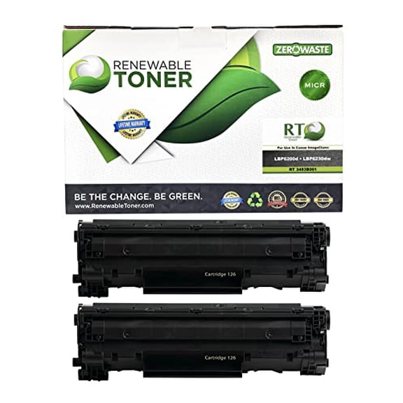 Renewable Toner 126 MICR Replacement for Canon CRG 126 CRG126 | Canon ImageCLASS LBP6230dw LBP6200d MF4770n D530 | 3483B001 Check Printer Cartridge (Pack of 2)