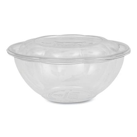 Renewable and Compostable Salad Bowls with Lids, 24 oz, Clear, Plastic, 50/Pack, 3 Packs/Carton | Bundle of 2