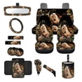 thumbnail image 1 of Renewold 14 PCS Car Seat Cover Set, with Steering Wheel Seat Belt Strap Armrest Cover Cup Holder Trash Bag Gear Shift Knob Cover Set Rear View Mirror Protector, Brown Horse Floral, 1 of 7