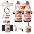 thumbnail image 1 of Renewold 14 PCS Car Seat Covers Set for Men, Auto Seat Protector with Steering Wheel Seat Belt Cover Garbage Bag Armrest Handbrake Rear View Mirror Protector Coasters, Highland Cow Pink Floral, 1 of 7