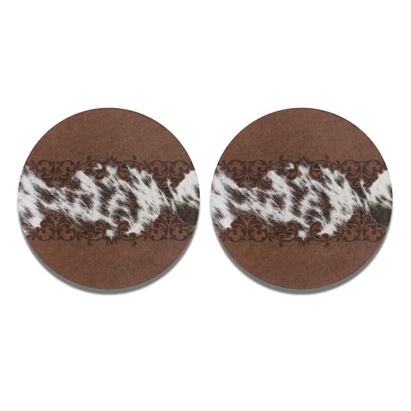 Renewold 2.8 Inch Round Car Coaster for Women Men Home Vehicles Auto Insert Coasters Accessories 2 PCS Classic Leopard Printed Car Cup Coasters, Brown