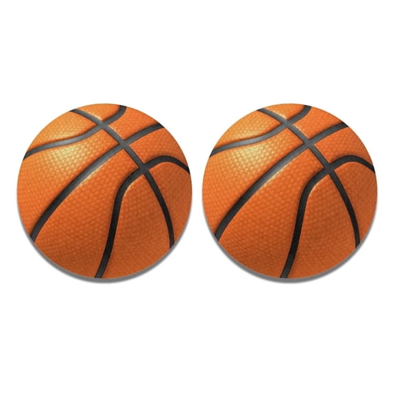 Renewold 2.8 Inches Car Coasters for Drinks 2 Pieces Basketball Print Home Vehicles Auto Accessories Durable Cup Holder Coasters for Most Cars SUV Van