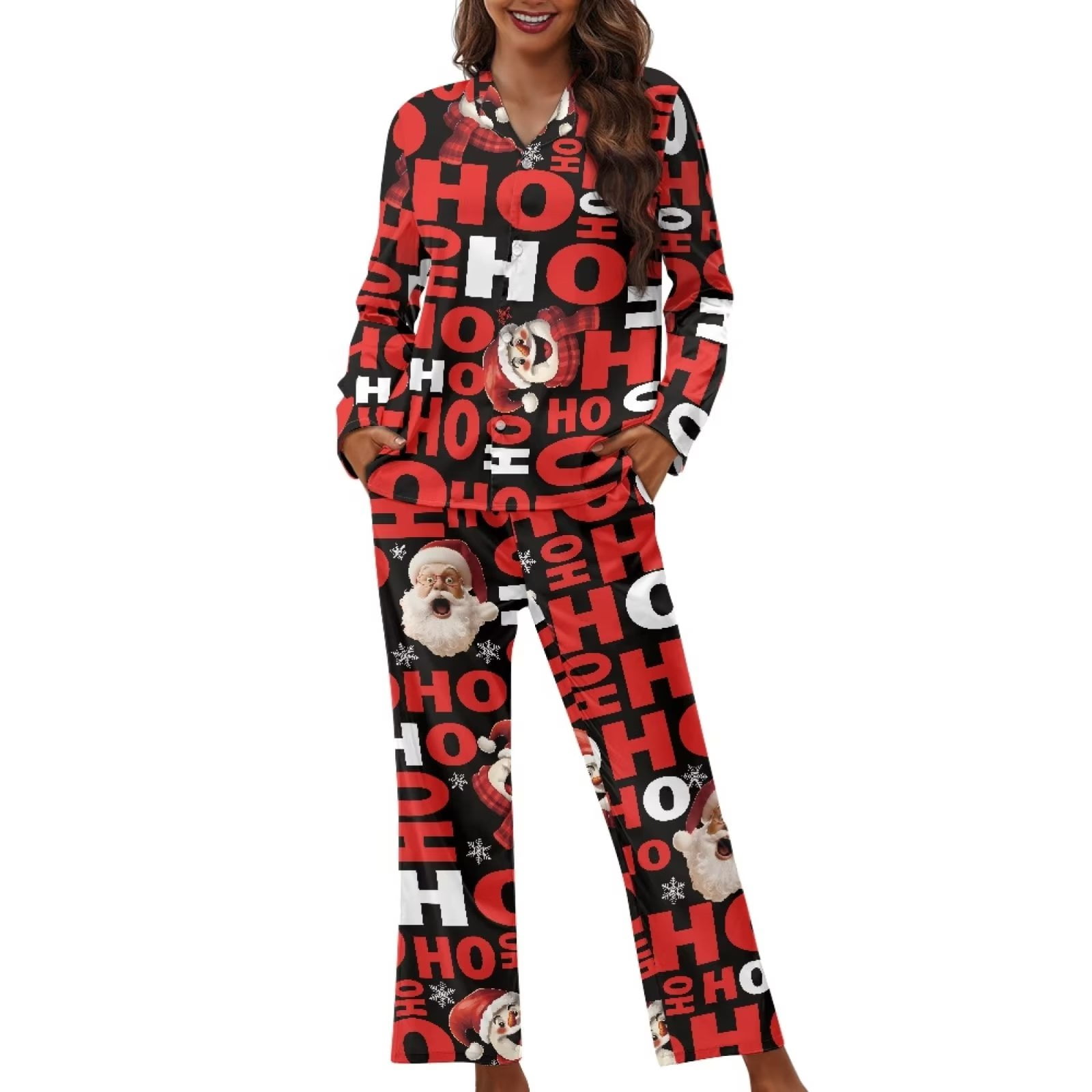 Renewold 2 PCS Comfy Button Pajama Set for Christmas Gifts Loose ...