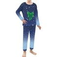 thumbnail image 1 of Renewold 2 PCS Stretchy Home Wear Pajama for Teen Boys Girls Winter Snow Loungewear Sleepwear Set Green Christmas Bow O-Neck Beach Wear Pjs Shirt Size 3-4, 1 of 5
