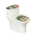 thumbnail image 1 of Renewold 2 PCS Toilet Seat Cover Set Snowman Poinsettia Elastic Edge Toilet Lid Cover Stretch Toilet Tank Lid Cover for Bathroom Christmas Decoration, 1 of 6