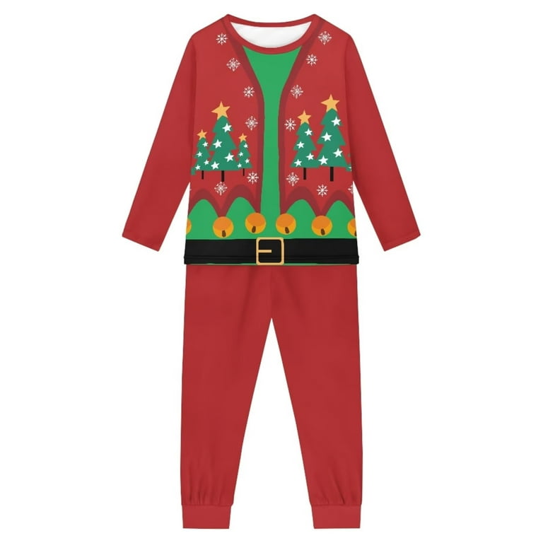 Renewold 2 PCS Warmth Pajamas for Toodlers and Kids Christmas Trees Santa  Clothes Long-Sleeve Clothing Nightwear Sweatpants Set with Pockets Snug-Fit  Pullover Sleepwear PJ Size 15-16 