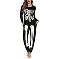 thumbnail image 1 of Renewold 2 Piece Skull Rainbow Stripe Pajamas for Women Softness Long Sleeve Sleepwear Sweatsuit Set Halloween Graphic Indoor Pullover Outfits Size 2XL, 1 of 5