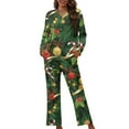 thumbnail image 1 of Renewold 2 Pieces Comfy Button Pajama Tops Set for Women Fashion Christmas Ball Candy Canes Sleepwear Pjs Skin Friendly Sweatshirt Sweatpants Set Size 4XL, 1 of 6