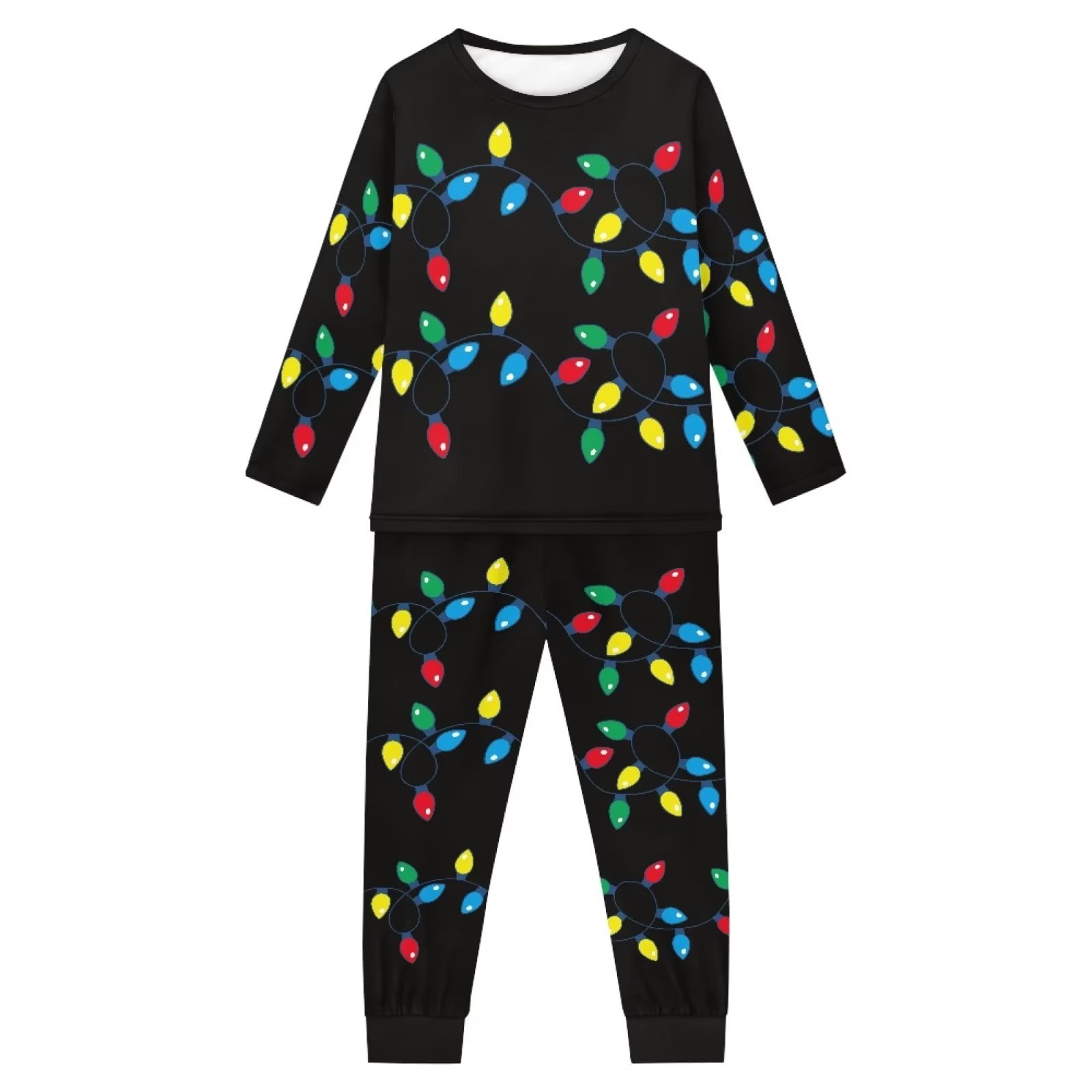 Renewold 2 Pieces Skin Friendly Nightwear for Kids Christmas Colorful  Lights Sleepwear Pajama Long Pants Set Breathable Scoop Neck Jogger Yoga  Sweatsuit Thermal Loungewear Size 5-6 