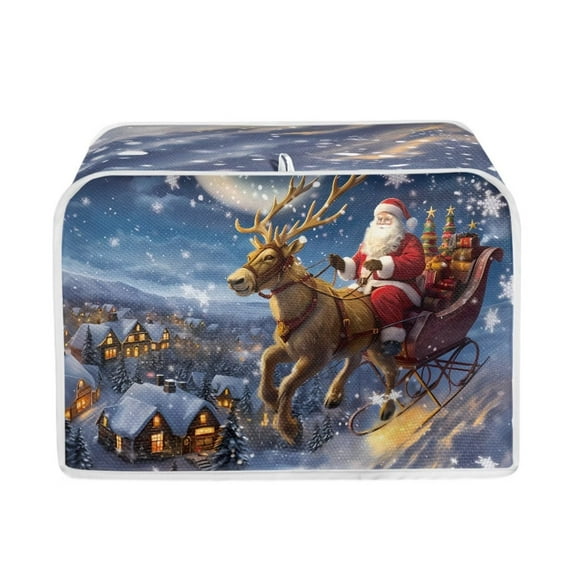 Renewold 2 Slice Toaster Cover Washable Waterproof Santa Reindeer Kitchen Appliance Dust Protector Cover Wide Slot Microwave Oven Cover for Christmas Decoration