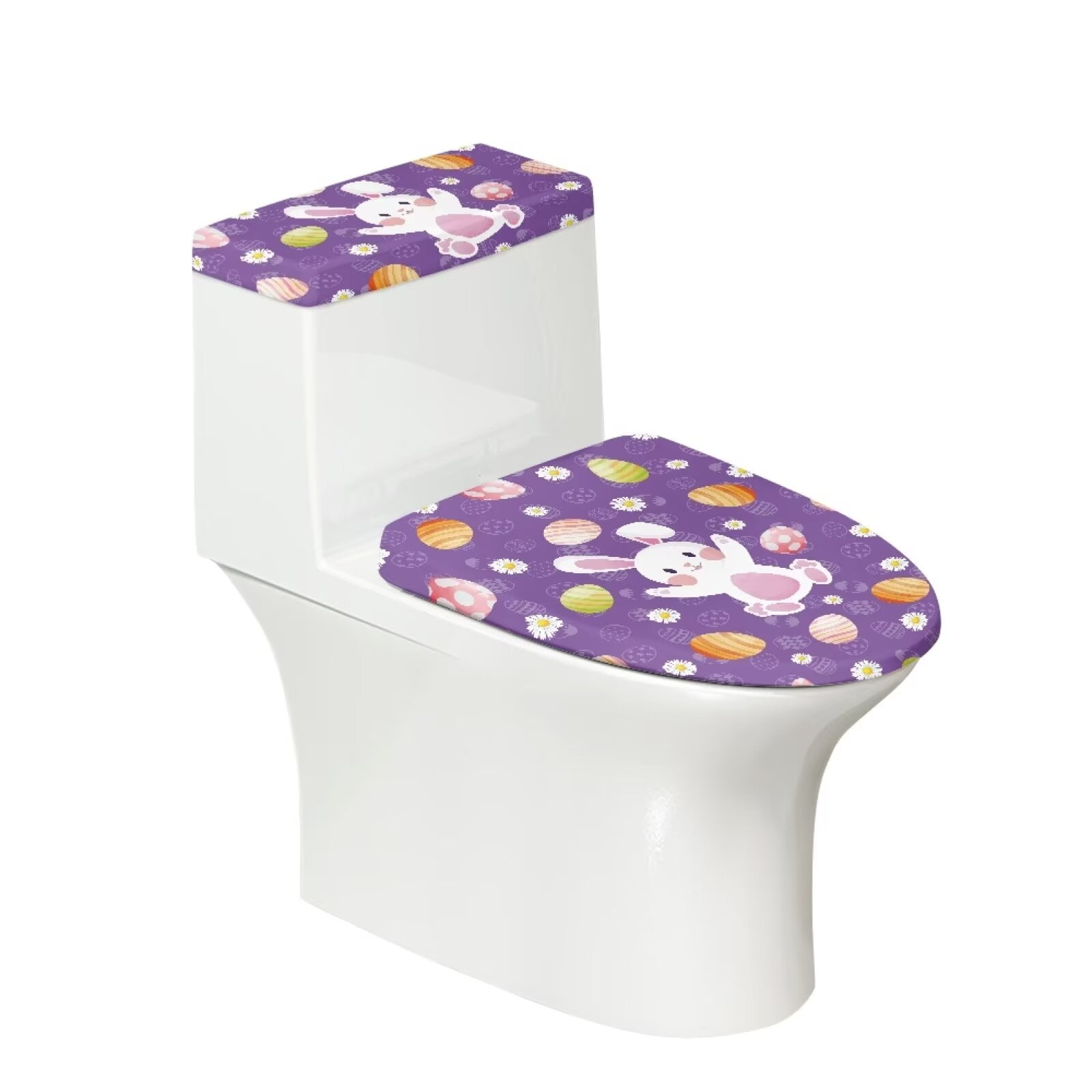 Halloween Daisy Pumpkin Toilet Lid & Tank Decal Stickers - Waterproof Bathroom Decor