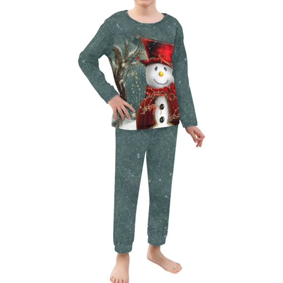 Renewold 3-4 Children's Pajama Set of 2 Winter Snow Athletic Clothing Sleepwear for Yoga Vacation Cozy Up Christmas Snowman Graphic Tops and Pants with Pocket
