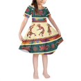 thumbnail image 1 of Renewold 3-4 Years Litter Girls Princess Dress Fashion High Waistline Pleated T-Shirt Dress Aztec Ethnic Short Sleeve Dresses Kokopelli Skater Dress, 1 of 5