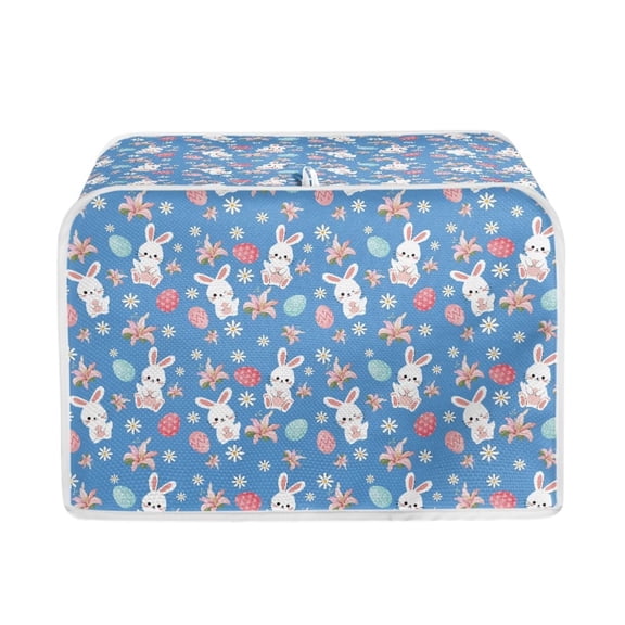 Renewold 4 Slice Blue Toaster Cover for Home Floral Rabbit Wide Slot Kitchen Appliance Dust Protective Cover Reusable Toaster Oven Covers, Easter Day