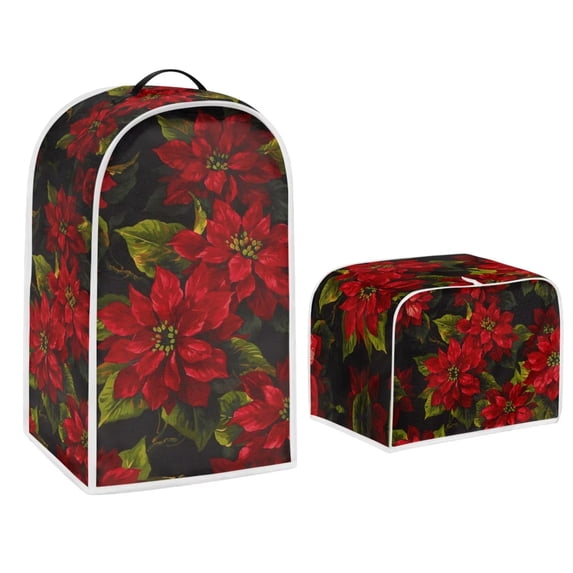 Renewold 4 Slice Poinsettia Toaster Cover and Blender Cover Lightweight Mixer Dust Cover Kitchen Decorations with Handle Anti-Scratch Wide Slot Covers Protection Appliance Cover,Christmas Day