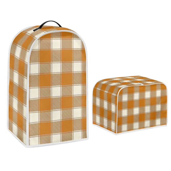 Renewold 4 Slice Thanksgiving Toaster Cover Blender Cover Set of 2 White Yellow Buffalo Grid Kitchen Appliance Cover Fall Wide Slot Toaster Oven Covers Soy Milk Maker Covers