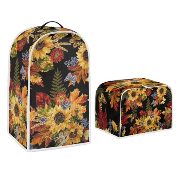 Renewold 4 Slice Toaster Cover & Blender Covers Butterfly Sunflowers Wide Slot Bread Maker Dust Cover Fall Food Processor Cover with Hanlde for Kitchen ApplianceThanksgiving Decoration