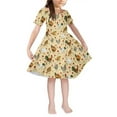thumbnail image 1 of Renewold 5-6 Y Girls Yellow One-Shoulder Dress for Going Out Playing Beach Chicken Red Flower Short Sleeve Midi Dresses Causal Kids A Line Swing Twirl Dress, 1 of 5