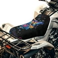 thumbnail image 1 of Renewold ATV Seat Cover Waterproof 25x10 Inch, Universal Tear-Resistant Polyester ATV Seat Protector, Stretch Fit for Honda/Yamaha/Polaris, Easy Install, Butterfly Rose Musical Notes, 1 of 7