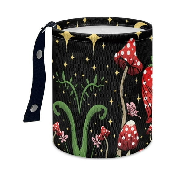 Renewold Aesthetic Car Trash Can for Automobile Accessories Mushroom Butterfly Car Trash Bag Collapsible Car Garbage Can Multipurpose Trash Bin Hanging for Truck SUV Truck