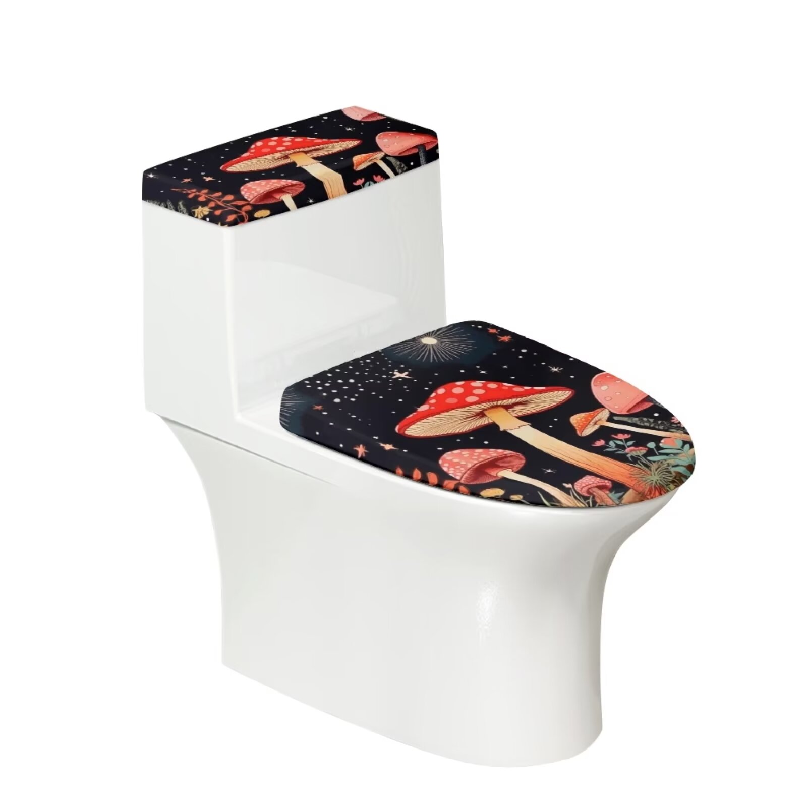 Renewold Aesthetic Toilet Cover 2 Pieces Mushroom Flower Bathroom