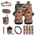 thumbnail image 1 of Renewold American Flag Sunflower 15 PCS Car Seat Covers Set for Men Women, with Steering Wheel Rear View Mirror Cover Seat Belt Pads Trash Bin Sunglasses Pocket Coasters Key Chain Patriotic Decor, 1 of 7