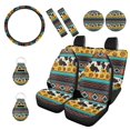 thumbnail image 1 of Renewold American Tribal 11 PCS Car Seat Covers Full Set, Sunflower Cow Print Brown Teal Car Accessories Set with Steering Wheel Covers Seat Belt Covers Coaster Keyrings Fit for Most Vehicles, 1 of 7