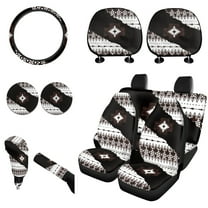Renewold American Tribal Car Seat Cover Set 11 Pieces for Women Men, with Auto Seat Protector Non-slip Steering Wheel Cover Headrest Cover Coasters Handbrake Cover Gear Shift Cover
