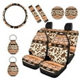 thumbnail image 1 of Renewold American Tribal Cow Print Khaki 11 PCS Car Seat Covers Set with Soft Car Seat Protector Steering Wheel Cover Seat Belt Covers Car Coasters Keychain Universal Fit for Most Vehicles, 1 of 7