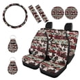 thumbnail image 1 of Renewold American Tribal Cow Print Red Retro Car Accessories Full Set, Universal Car Seat Covers Steering Wheel Cover Seat Belt Pad Cup Holder Key Chains 11 PCS Car Accessories Fit for Most Vehicles, 1 of 7