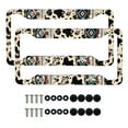 thumbnail image 1 of Renewold American Tribal Cow Print Retro Car License Plate Frame for Women Men, Novelty Vanity Tag for Car SUV Truck Vans Decorative Accessories with Screws, 2 Pack, 1 of 7