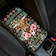 thumbnail image 1 of Renewold American Tribal Highland Cow Hibiscus Car Center Console Pad Universal Automotive Comfortable Console Armrest Cushion Cover Universal Car Accessory Decor, 1 of 4
