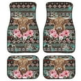 thumbnail image 1 of Renewold American Tribal Highland Cow Hibiscus Frangipani Auto Floor Mats Set of 4 for Women Men, Universal Car Rugs Full Set with Anti-slip Backing Auto Protection for Car SUV Truck Sedans, 1 of 7