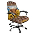 thumbnail image 1 of Renewold American Tribal Highland Cow Sunflower Field Office Chair Cover Stretchable Desk Chair Slipcover with Elastic Bottom Removable Anti-dust for Office Home Decor, L, 1 of 7