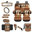 thumbnail image 1 of Renewold American Tribal Horse Brown Car Seat Covers Full Set, with Steering Wheel Cover Safe Belt Pads Handbrake Set Coasters Garbage Container Rear View Mirror Center Console Cover, Set of 14, 1 of 7