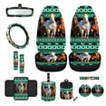 thumbnail image 1 of Renewold American Tribal Horse Green 12 Pcs Car Seat Covers Set, with Steering Wheel Cover Seat Belt Pads Armrest Prorector Trash Bin Sunglass Pocket Rear View Mirror Cover Coaster Keychain, 1 of 7