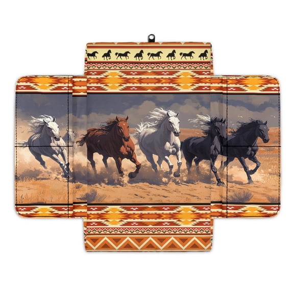 Renewold American Tribal Horse Orange Car Center Console Cover Comfortable Armrest Storage Box Mat Anti-scratch Middle Console Cover Protective Cover Universal Fit Most Vehicle, SUV, Truck