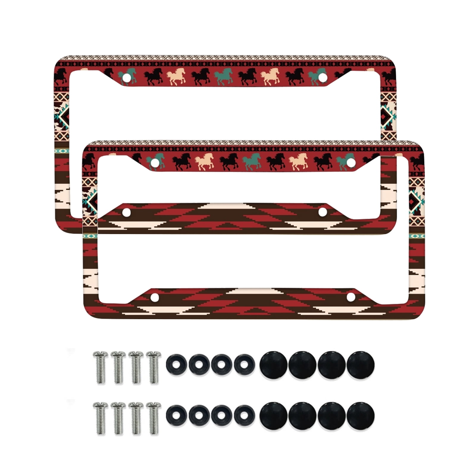 Renewold American Tribal Horse Red Automotive Frame License Plate Frame for SUV Truck Vans Sedans, Vanity Tag Frame for Men Women, 2 Pack