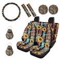 thumbnail image 1 of Renewold American Tribal Sunflower Brown 11 Pack Car Seat Covers Full Set, Universal Car Seat Protector Set with Steering Wheel Covers Seat Belt Covers Coaster Keyrings Fit for Most Cars SUV, 1 of 7