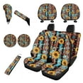 thumbnail image 1 of Renewold American Tribal Sunflower Brown 11 Pack Car Seat Covers for Women Men with Keychain Headrest Cover, Washable Cup Coasters Handbrake Cover Gear Shift Cover Auto Seat Cover Accessories, 1 of 7