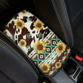 thumbnail image 1 of Renewold American Tribal Sunflower Brown Cow Print Auto Center Console Pad Universal Automotive Comfortable Console Armrest Cushion Durable Softness, 1 of 6