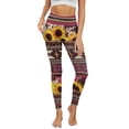 thumbnail image 1 of Renewold American Tribal Sunflower Cow Print Pink Leggings with Pockets for Women Workout Tights Compression Leggings High Waisted Butt Lifting Printed Leggings Full Length Womens Leggings, 3XL, 1 of 8