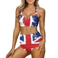 thumbnail image 1 of Renewold Athletic Swimsuits for Women 2 Piece Sexy High Waisted Bathing Suit Size M England Flag Halter Top and Bottom Set Summer Beachwear for Swimming Beach, 1 of 6