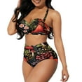 thumbnail image 1 of Renewold Athletic Swimwear for Women 2 Piece Mushroom Flower Halter Tie Backless Swimsuit Size M Tummy Control Top High Waisted Bathing Suit for Summer Pool Party, 1 of 6