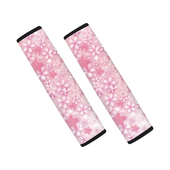 Renewold Auto Seat Belt Pads Soft Car Seat Belt Strap Shoulder Pad for Women Men Durable Automobile Accessories Decor, 2 Pack, Pink Cherry Blossom