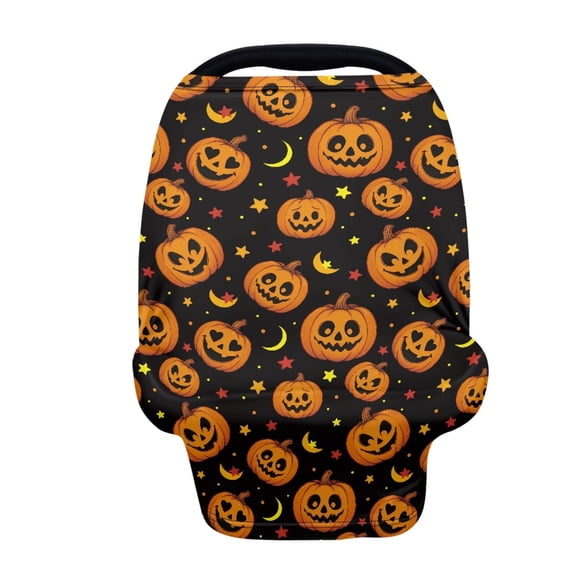 Renewold Baby Car Seat Cover Nursing Scarf Car Seat Canopy Shopping Cart High Chair Cover Protect Babies and Breastfeeding Mothers Halloween Decoration, Pumpkin Moon Star