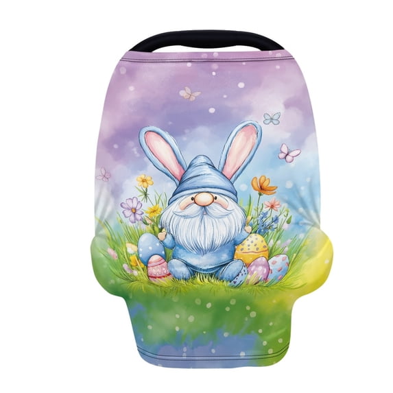 Renewold Baby Car Seat Covers Nursing Scarf Car Seat Canopy Shopping Cart Cover and High Chair Cover Protect Babies and Breastfeeding Mothers, Gnome Easter Rabbit Ears Eggs Flower