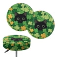 thumbnail image 1 of Renewold Bar Stool Covers Round, 2 Pack Stretch Circle Stool Slipcover 12-14 Inch Irish Round Stool Slipcovers for Coffee Bar Office St Patricks Day Decor, Black Cat Shamrock Green, 1 of 6