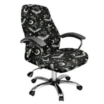 Renewold Bat Moon Star Spider Web Print Office Chair Cover Stretch Desk Chair Cover with Elastic Bottom Removable Office Computer Chair Cover for Armrest Chairs Home Office Halloween Decor, S