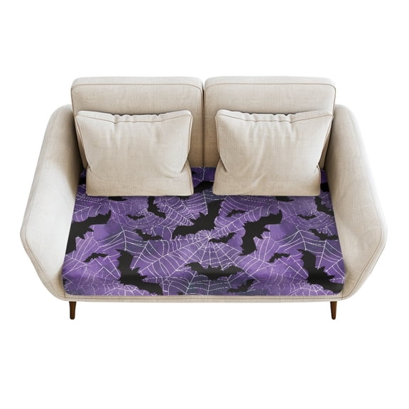 Renewold Bat Spider Web Print Violet Sofa Seat Slipcover Stretch Couch Cushion Protector Cover Individual Sofa Slipcover Chair Slipcover Replacement for Halloween Home Decor, M